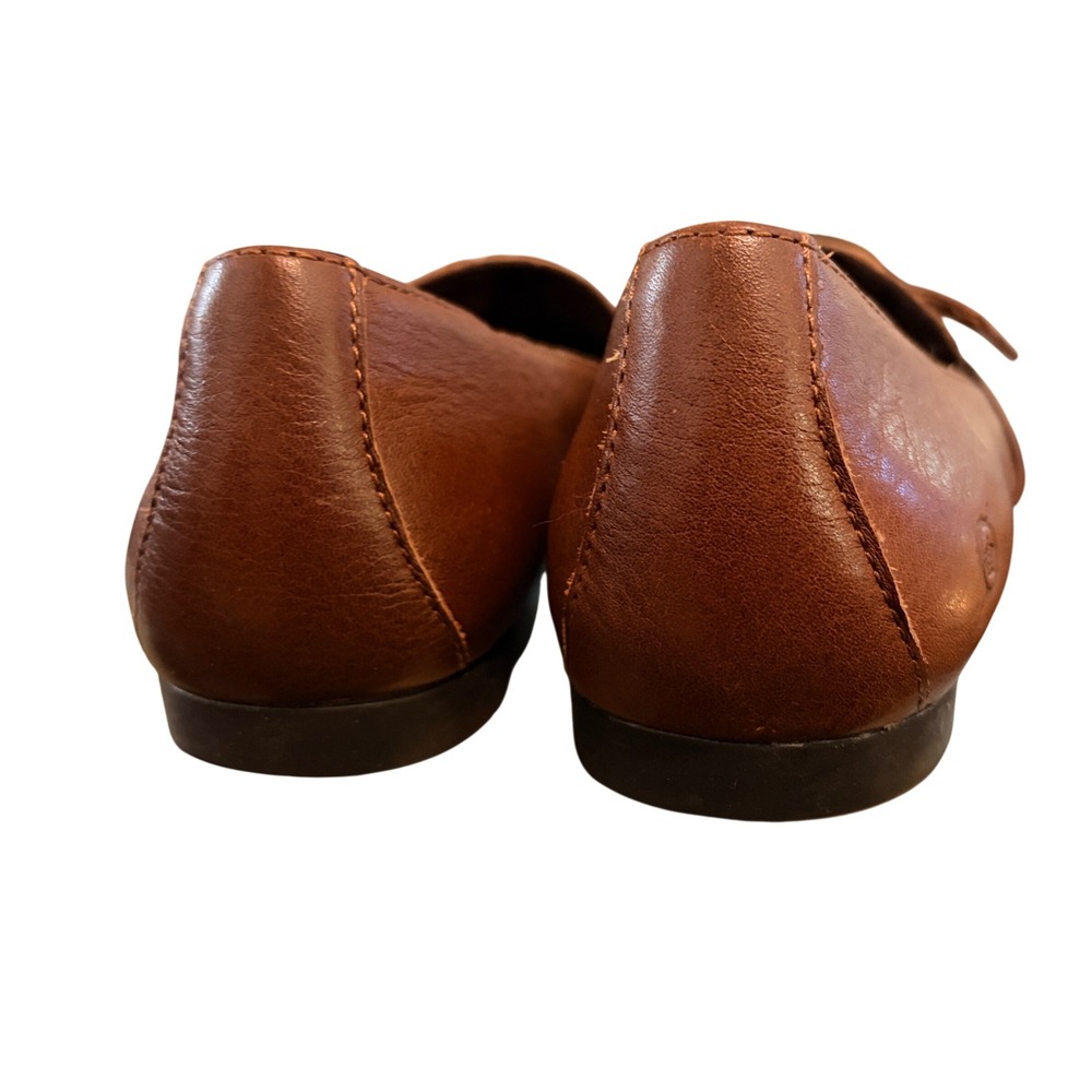 Born Khele Loafers Womens 9.5 Brown Leather Knotted Bow Square Toe Flats Preppy - Picture 2 of 8